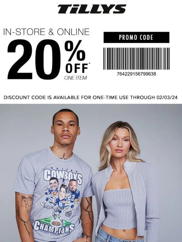 Ends Today! 20% Off 1 Item   Just for YOU!