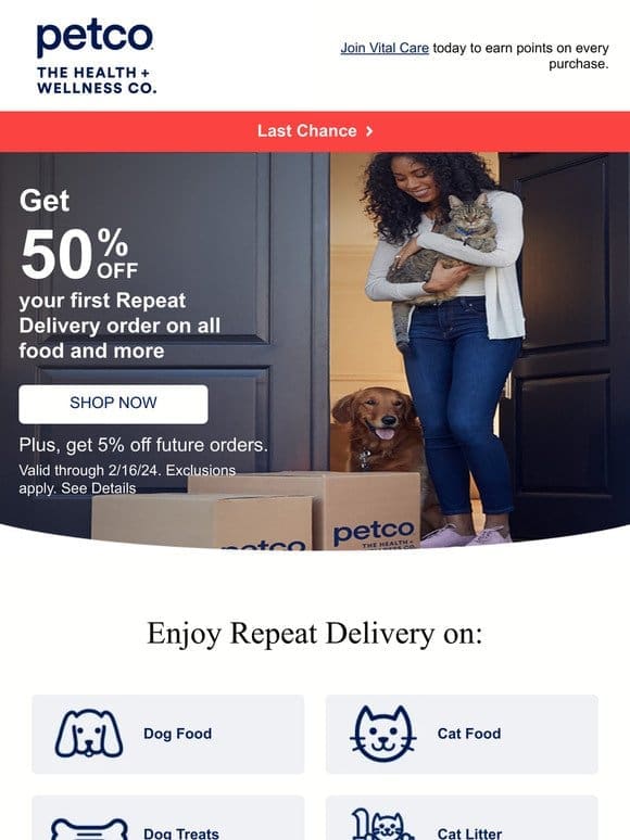 Ends Today: 50% off food and more for your pet