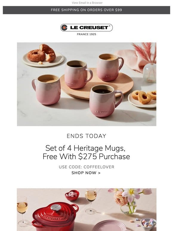 Ends Today: Get a Free Set of 4 Heritage Mugs with Your Purchase.
