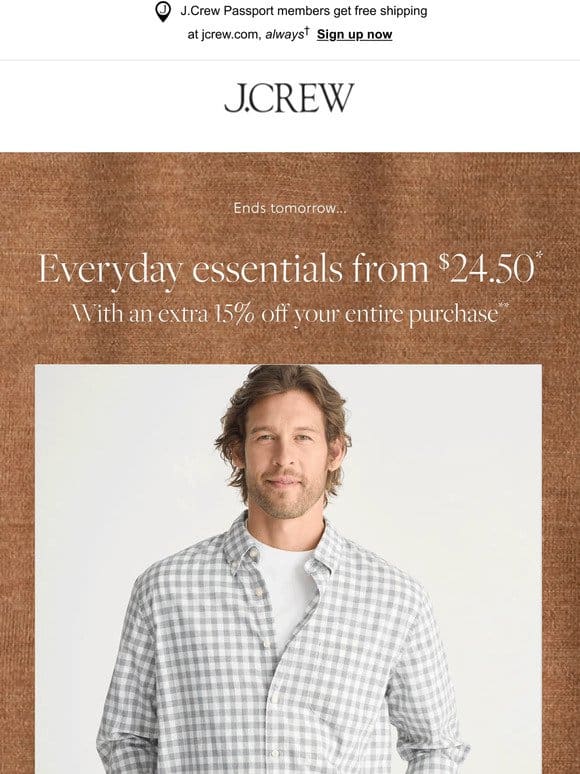 Ends soon: everyday essentials from $24.50， with extra 15% off