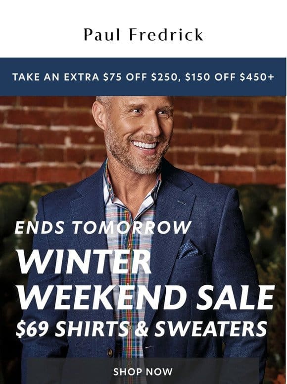 Ends tomorrow: $69 shirts & sweaters