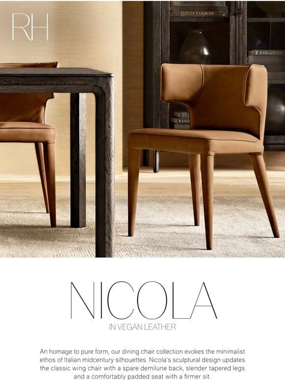 Explore Nicola: Sculptural Dining Chairs in Vegan Leather
