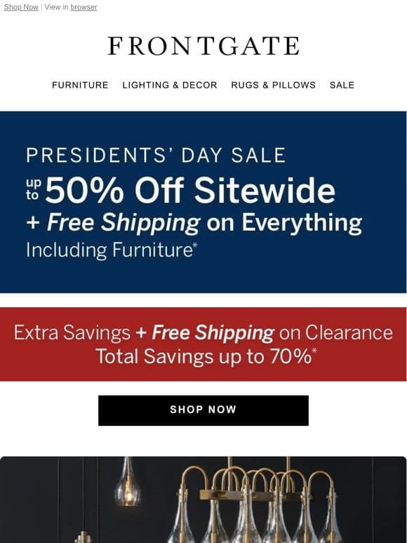 Extended 1 Day: Up to 50% off sitewide + FREE shipping on everything， including furniture.