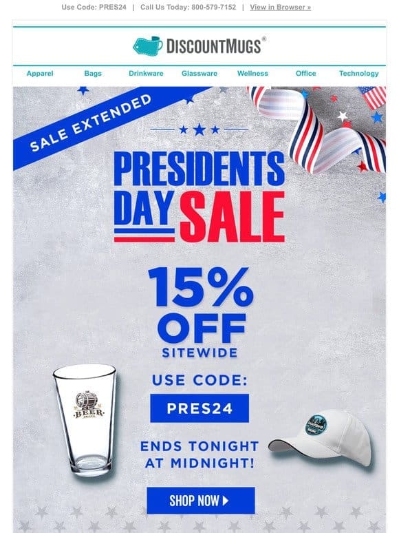 Extended: Save 15% Off Sitewide Through Midnight Tonight