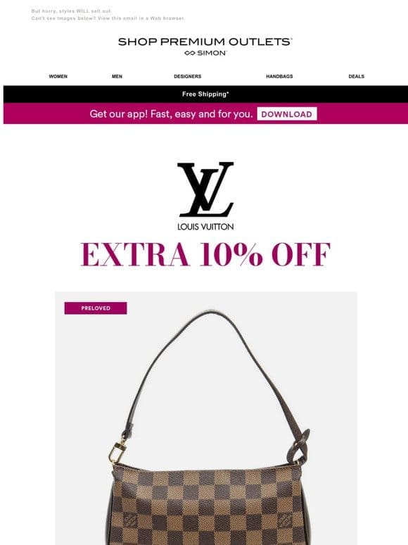 Extra 10% Off Louis Vuitton