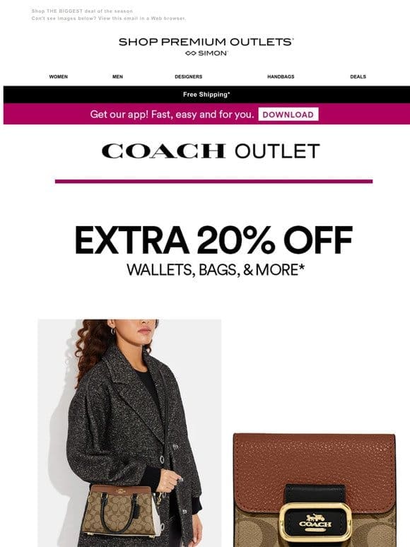 Extra 20% Off COACH Outlet Bags & Wallets