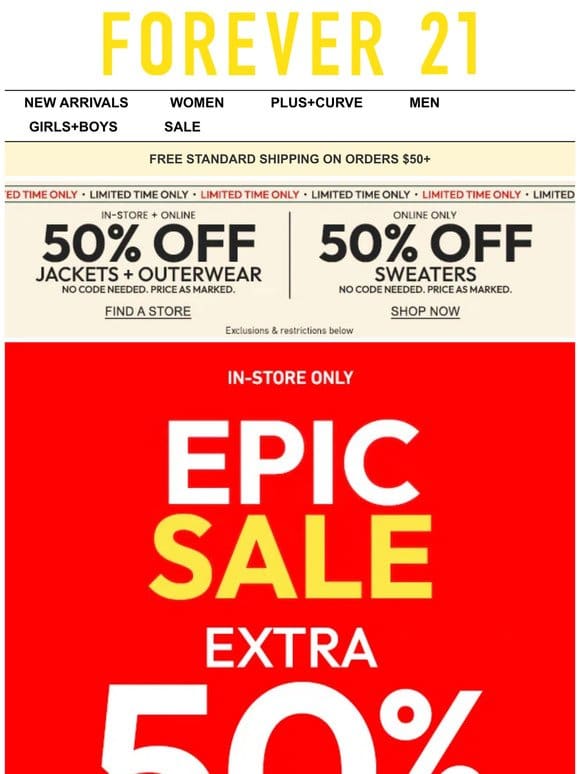 Extra 50% Off Redlines In-Store Today!