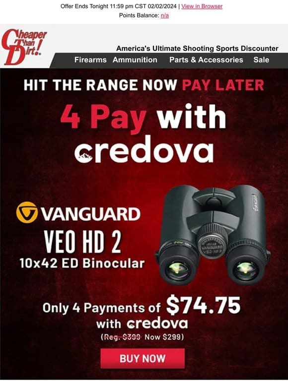 Eye on an Optic? Buy It Now and Pay Later With Credova