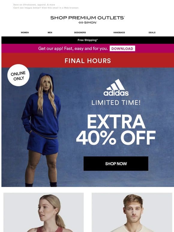 FINAL HOURS: Extra 40% Off adidas