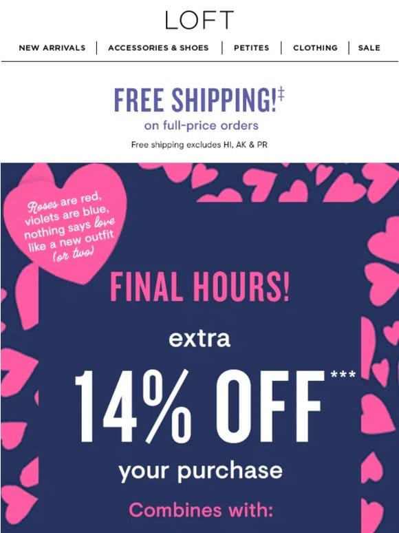 FINAL HOURS: FREE shipping + EXTRA 14% off