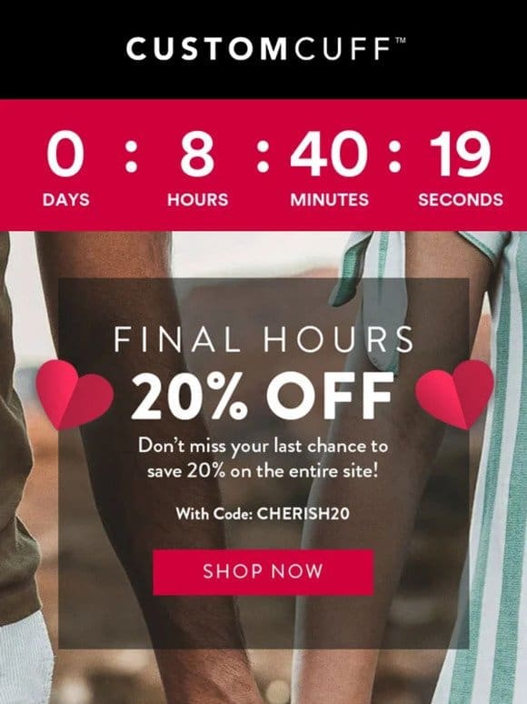 FINAL HOURS TO SAVE 20%