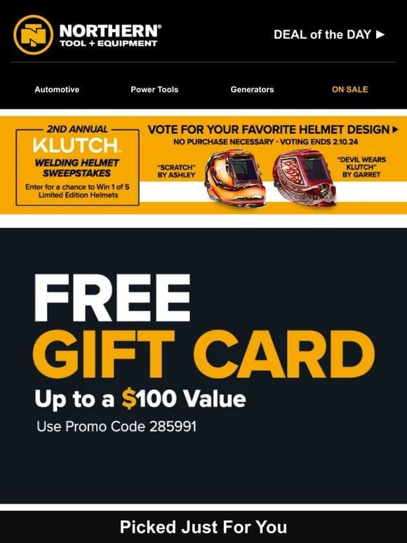 FREE Gift Card Up To A $100 Value!