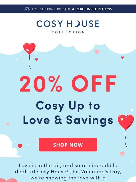 Fall in Love with Savings – 20% OFF for V-Day!