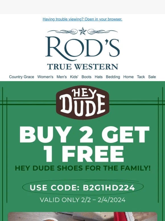 Family Footwear Deal: Buy 2 Pairs of Hey Dude Shoes & Get 1 FREE!