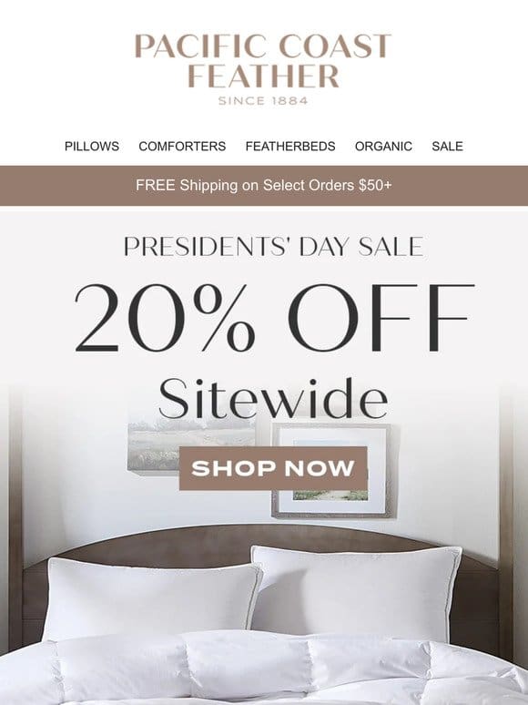 Featherbeds， Pillows & Comforters Are 20% OFF!