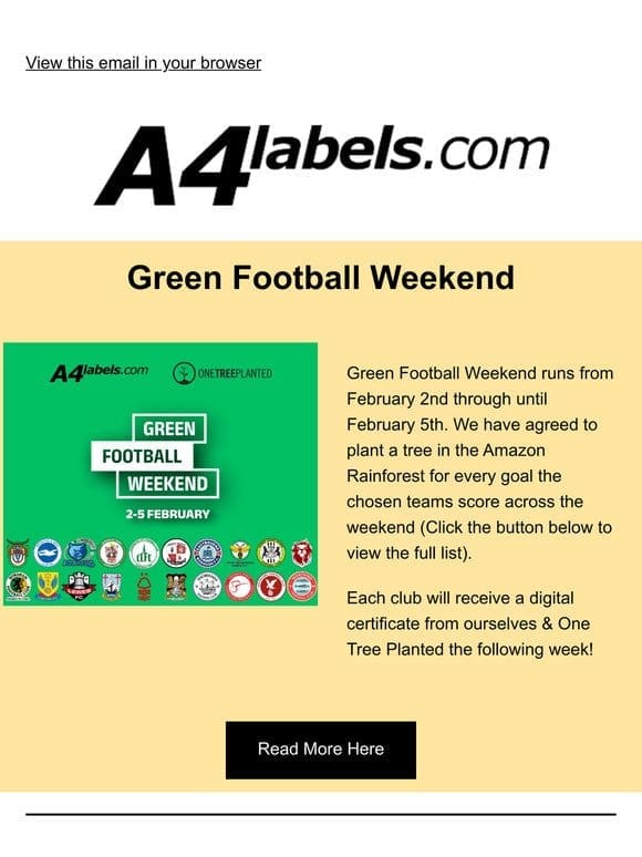 February Newsletter: Green Football Weekend