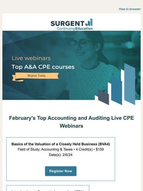 February’s top Accounting and Auditing live CPE webinars