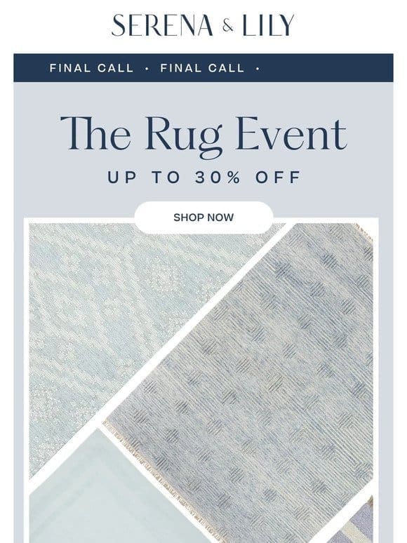 Final Call: Up to 30% Off Rugs