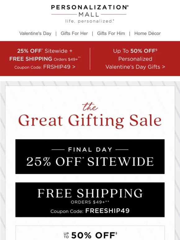 Final Day | Great Gifting Sale 25% Off + Free Shipping