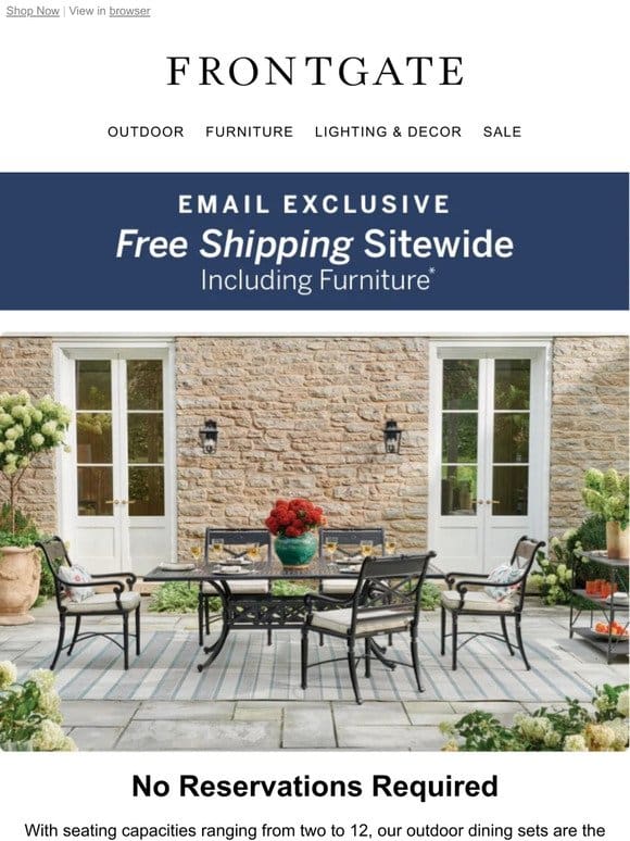 Final Day for FREE Shipping Sitewide， including furniture.