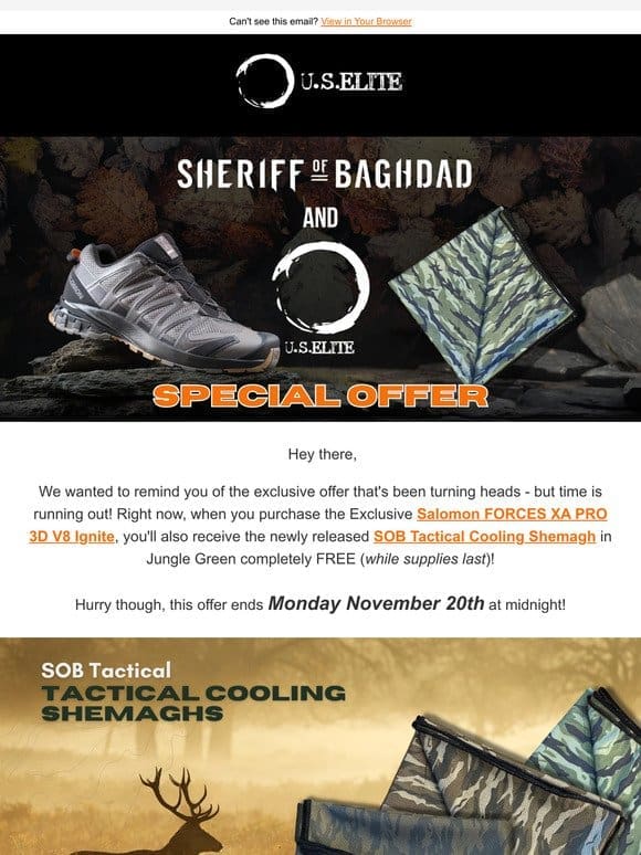 Final Days: Free SOB Tactical Cooling Shemagh with Your V8 Ignite Purchase!