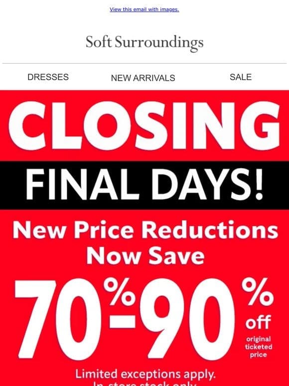 Final Days – everything now 70%-90% off!