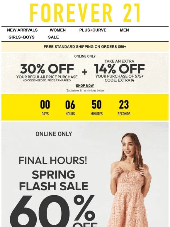 Final Hours: 60% Off Select Styles