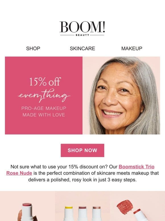 Find your perfect match: 15% off pro-age beauty