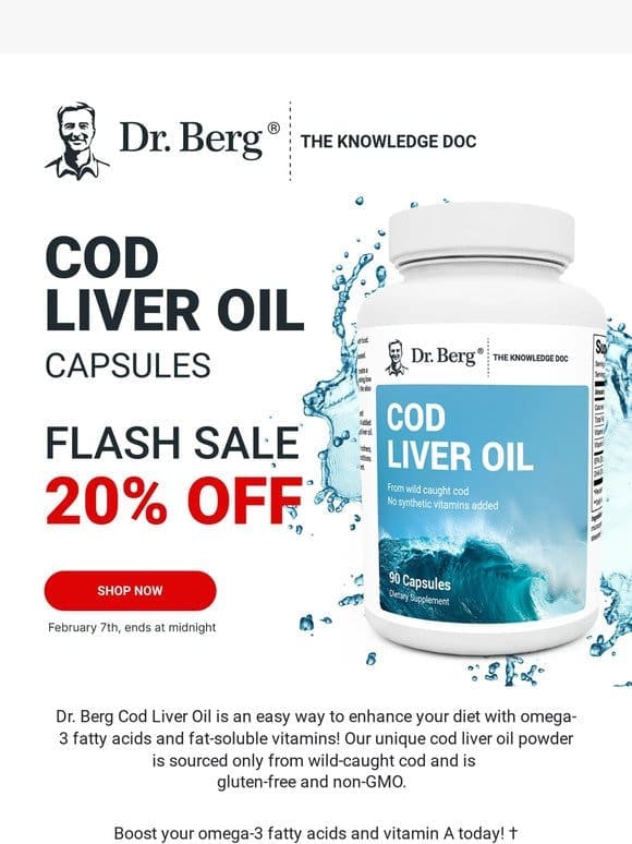 Flash Sale! 20% off Cod Liver Oil – now through midnight