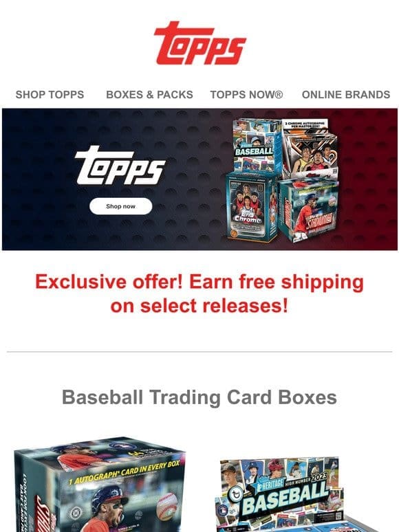 Free shipping on select trading card products!