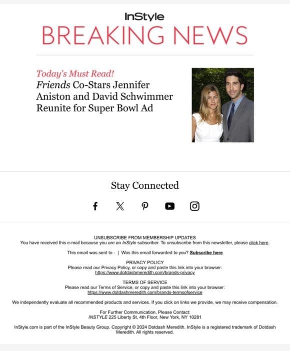 ‘Friends’ co-stars Jennifer Aniston and David Schwimmer reunite for Super Bowl ad