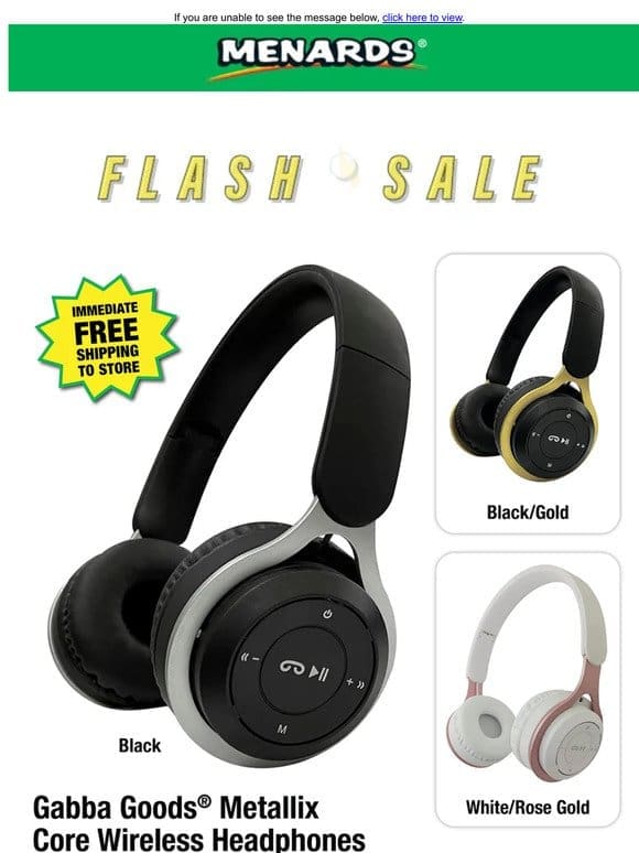 Gabba Goods® Metallix Core Wireless Headphones ONLY $4.99!