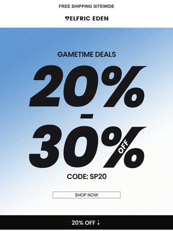 Gametime Deals: 20%-30% off sweatshirts & pants.