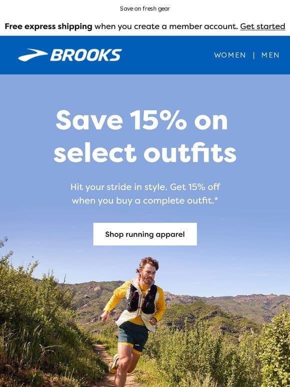 Get 15% off running outfits