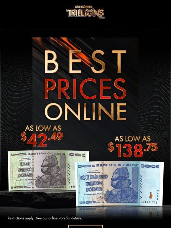 Get The Best Prices for Authentic Zimbabwe Currency!