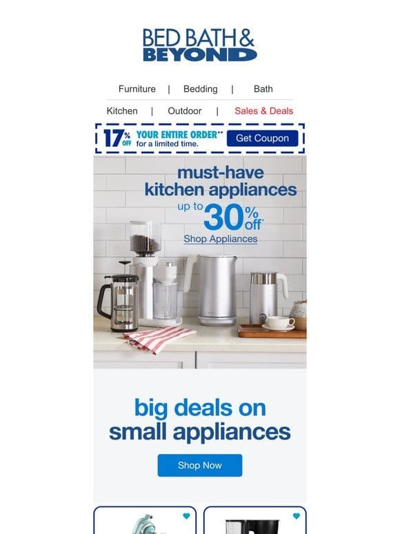 Get Up to 30% Off Kitchen Appliances!