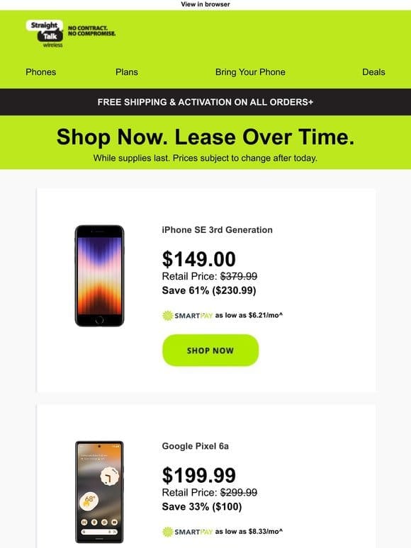 Get a new phone for as low as $6.21/mo