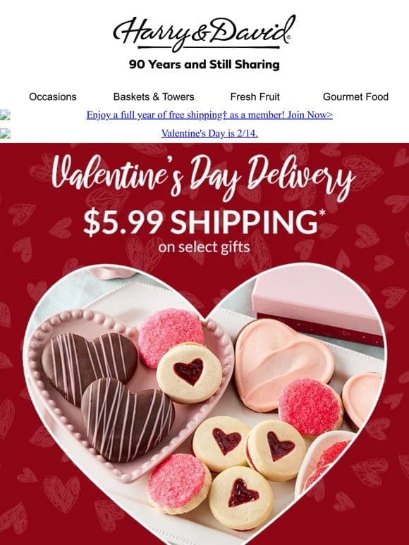 Get their gifts by Valentine’s Day with $5.99 shipping.