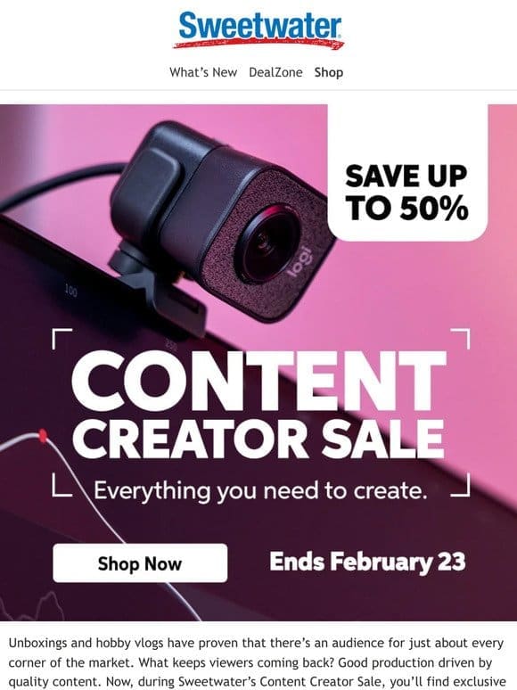 Get up to 50% Off During the Content Creator Sale!