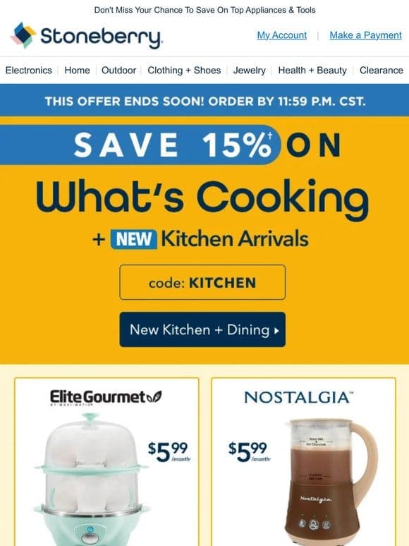 Grab Your Egg Timers， 15% Off Kitchen Ends Soon!