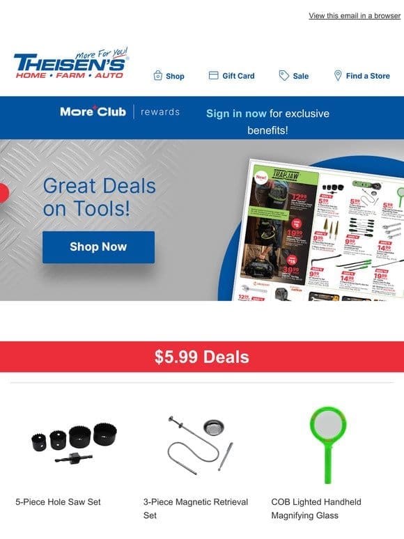 Great Deals on Tools， Starting at $5.99!