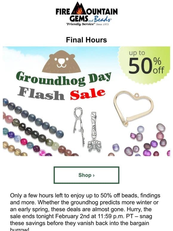 Groundhog Day Flash Sale: Last Call for Sweet Beading Bargains!