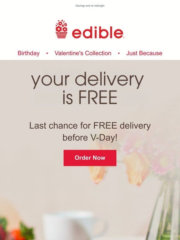 HURRY! Free 2/13 delivery + 50% off ends tonight