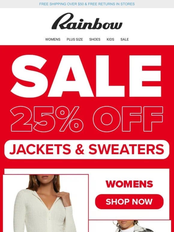 Happy Valentine’s Day!  ❤️���� Treat Yourself to 25% OFF SWEATERS & JACKETS