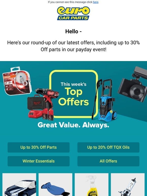 Hey — Rev Up! Up To 30% Off Parts + Top Offers Inside