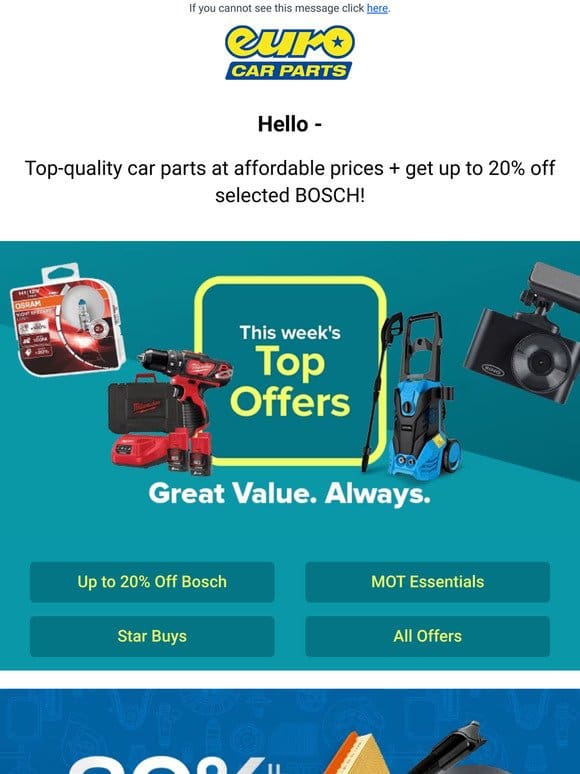 Hey — Up To 20% Off Selected Bosch! Quality At Affordable Prices!
