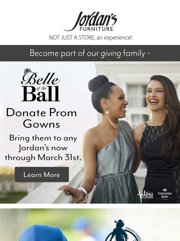 Hi， Donate baseball gear & prom gowns to help kids.