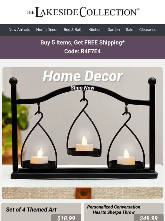 Home Decor Delights: Buy 5 Items， Get FREE Shipping!