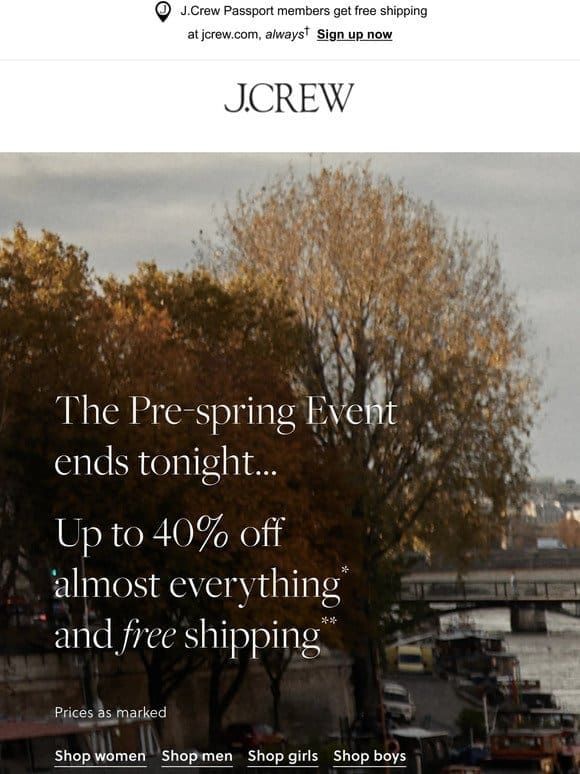 Hours left to shop the Pre-spring Event