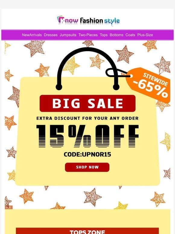 Hurry up! You’ve got extra 15%OFF to save more